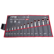 Capri Tools Ratcheting Combination Wrench Set, True 100-Tooth, 3.6-Degree Swing Arc, 1/4 to 1 in., SAE, 13-Piece in a Heavy Duty Canvas Pouch