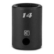 Capri Tools 14 mm Shallow Impact Socket, 3/8-Inch Drive, 6-Point, Metric
