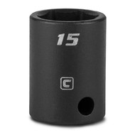 Capri Tools 15 mm Shallow Impact Socket, 3/8-Inch Drive, 6-Point, Metric