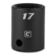 Capri Tools 17 mm Shallow Impact Socket, 3/8-Inch Drive, 6-Point, Metric