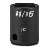 Capri Tools 11/16-Inch Shallow Impact Socket, 3/8-Inch Drive, 6-Point, SAE