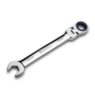Capri Tools 17 mm Flex-Head Ratcheting Combination Wrench, True 100-Tooth, 3.6-Degree Swing Arc