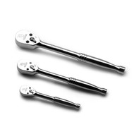 Capri Tools Low Profile Ratchets Set, 1/4 in, 3/8 in. and 1/2 in. Drive, True 72-Tooth, 5 Degree Swing Arc