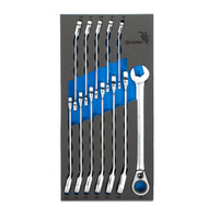 Capri Tools 6-Point Reversible Ratcheting Combination Wrench Set, Long Pattern, 8 to 19 mm, Metric, 12-Piece with Mechanic's Tray