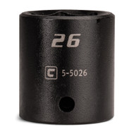 Capri Tools 26 mm Shallow Impact Socket, 1/2" Dr, 6-Point, Metric