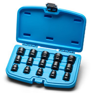 Capri Tools 1/2 in. Drive Stubby Impact Socket Set, Metric, 10 to 24 mm, 15-Piece