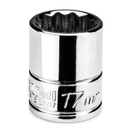 Capri Tools 17 mm Shallow Socket, 3/8 in. Drive, 12-point, Metric