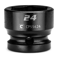 Capri Tools 24 mm Stubby Impact Socket, 1/2 in. Drive, 6-Point, Metric