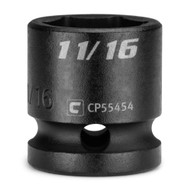 Capri Tools 11/16 in. Stubby Impact Socket, 1/2 in. Drive, 6-Point, SAE