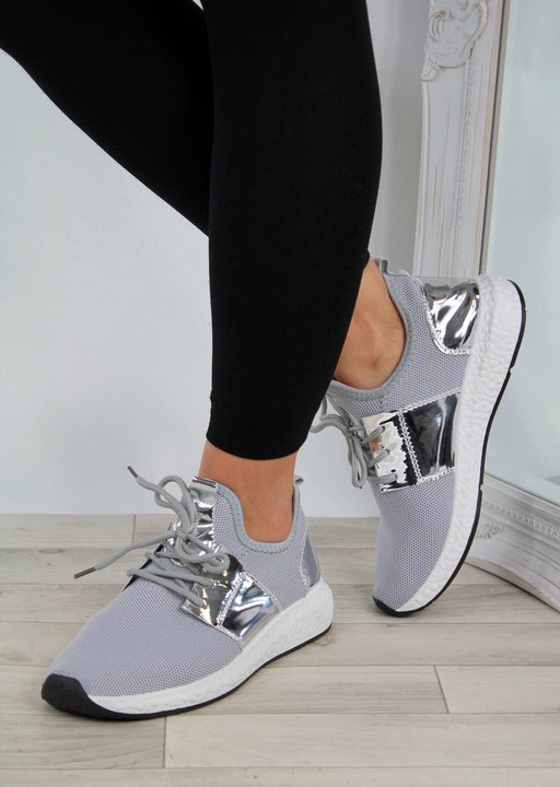 grey silver trainers