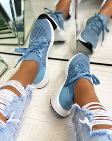 Taliyah Knitted Sock Trainers in Blue