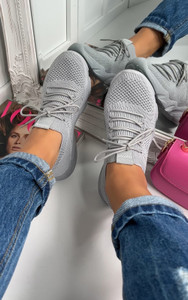 Maya Knitted Trainers in Grey