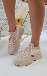 Jessica Knitted Trainer in Pale Pink