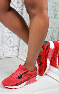 Elodie Lace Up Air Trainers in Red
