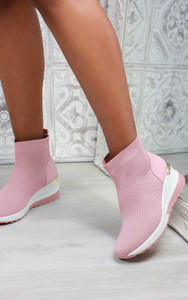 Elise Sock Knit Trainers in Pink