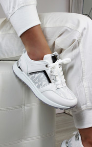 Mila Embroidered Lace Up Trainers in White