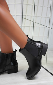 Aidan Chelsea Low Heel Ankle Boots in Black