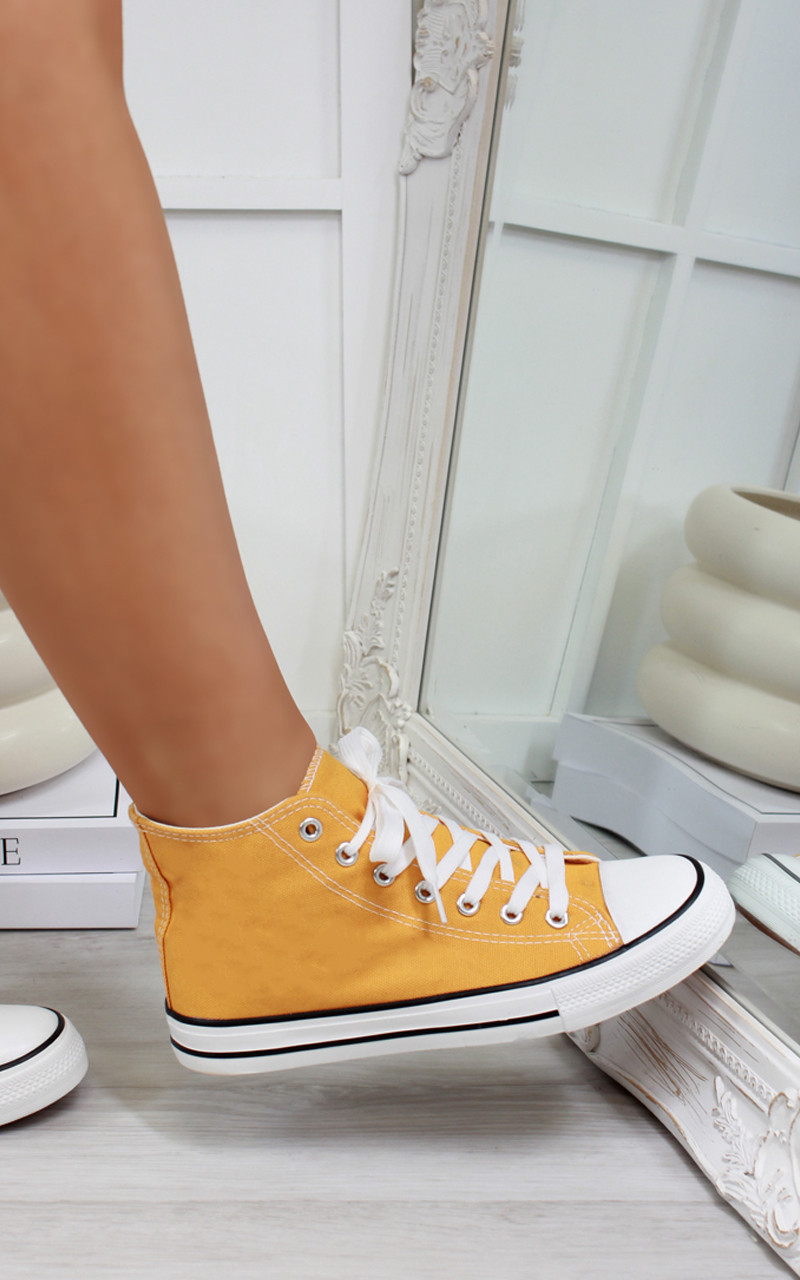 Yellow canvas clearance trainers