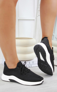 Connie Lace Up Trainers in Black