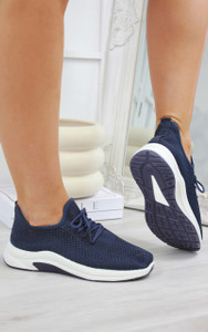 Connie Lace Up Trainers in Navy