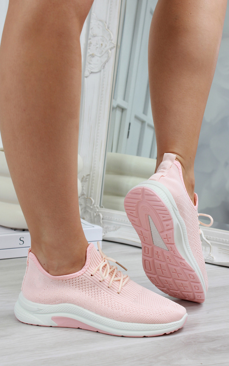 pink lace up trainers