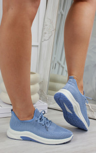 Connie Lace Up Trainers in Blue
