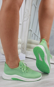 Connie Lace Up Trainers in Green