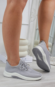Connie Lace Up Trainers in Grey