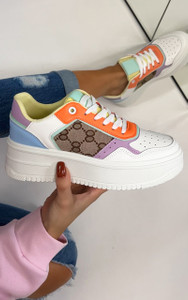 Arden Block Colours Flatform Trainers in White