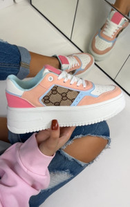 Arden Block Colours Flatform Trainers in Pink