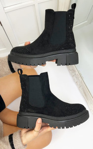 Lea Chelsea Suedette Ankle Boots in Black