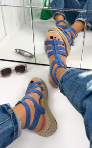 Karley Espadrille Ankle Strap Sandals in Blue