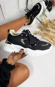 Elowen Lace Up Chunky Trainers in Black