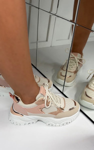 Elowen Lace Up Chunky Trainers in Blush Pink