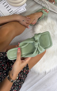 Lacey Bow Flat Sandals in Green