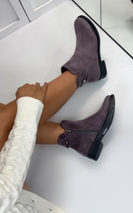 Senna Chelsea Faux Suede Ankle Boots in Grey