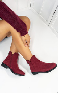 Senna Chelsea Faux Suede Ankle Boots in Wine