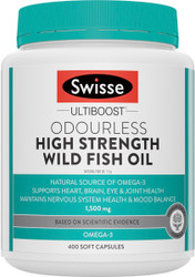 Swisse UltiBoost Odourless High Strength Wild Fish Oil 1500mg 400 Caps
