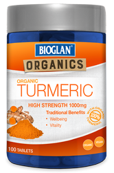 Bioglan Organics Organic Turmeric 1000mg 100 Tabs x 3 Pack