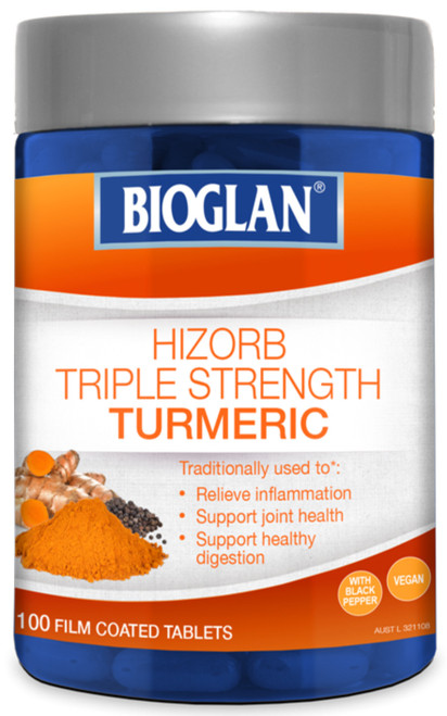 Hi-Zorb Triple Strength Turmeric 100 Tablets x 3 Pack Bioglan