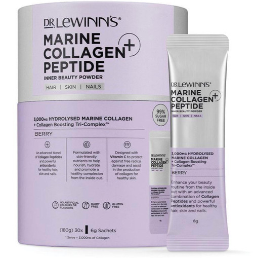 Marine Collagen Peptide + Inner Beauty Powder Berry flavour 30 x 6g Dr. LeWinn's