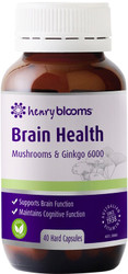 Henry Blooms Brain Health Mushrooms & Gingko 6000mg 40 Caps