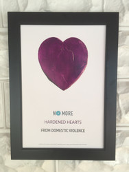 NO MORE Hardened Hearts from Domestic Violence Poster with Black Frame (1 3/4")