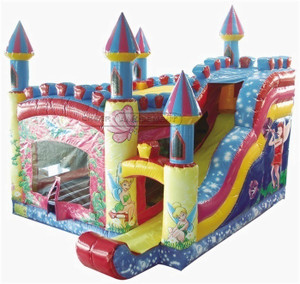 Fairy Tales Castle Themed Inflatable Combo Amusement Equipment With Bouncer And Slider Supply