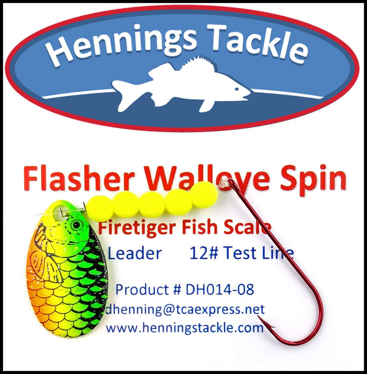 Flasher Walleye Spins - Firetiger Fish Scale - Henning's Tackle