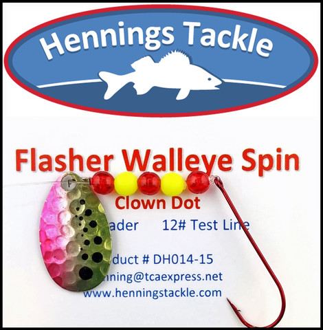 Flasher Walleye Spins - Clown Dot