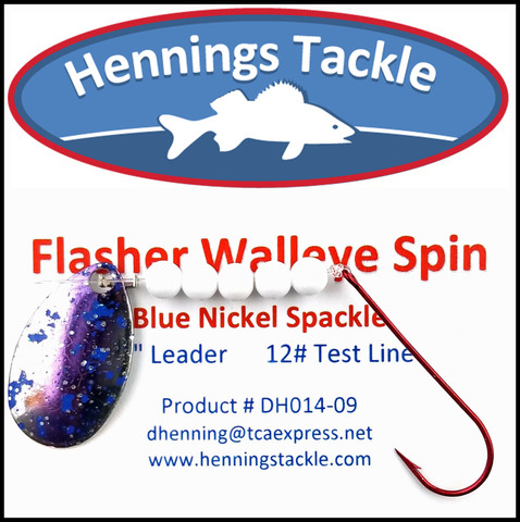 Flasher Walleye Spins - Blue Nickel Spackle