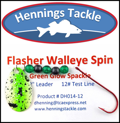 Flasher Walleye Spins - Green Glow Spackle