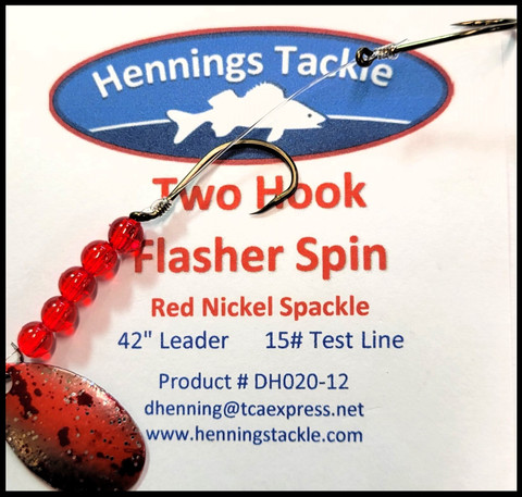 Two Hook Flasher Spin - Red Nickel Spackle