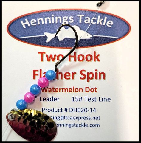 Two Hook Flasher Spin - Watermelon Dot